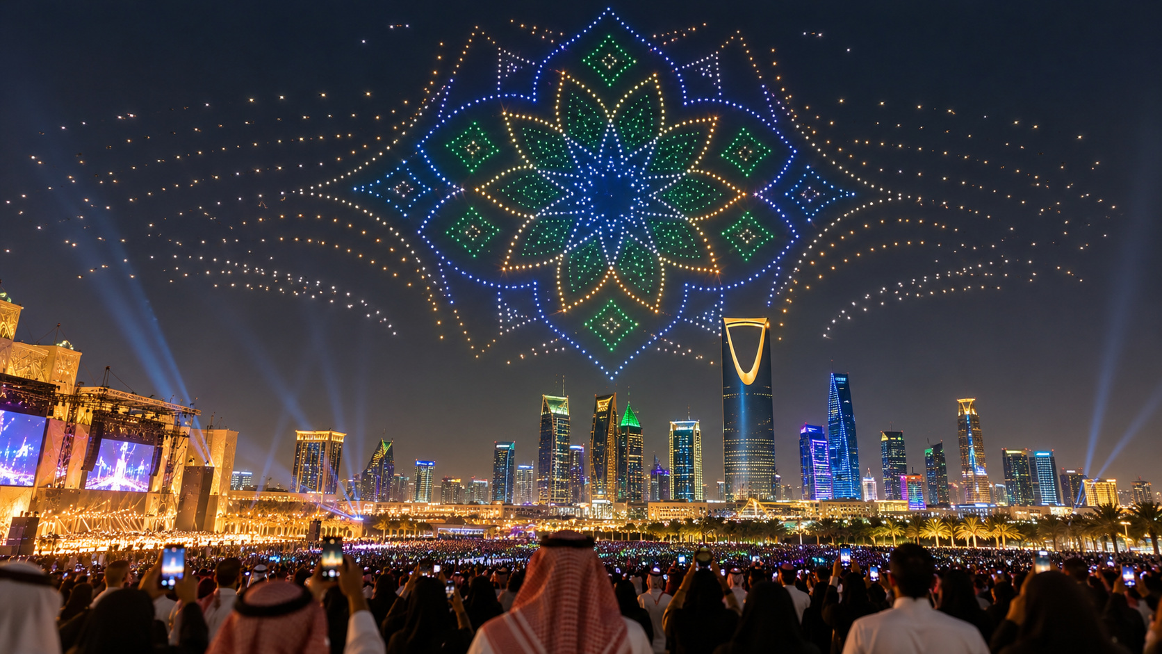 عرض الطائرات المسيرة فوق الرياض