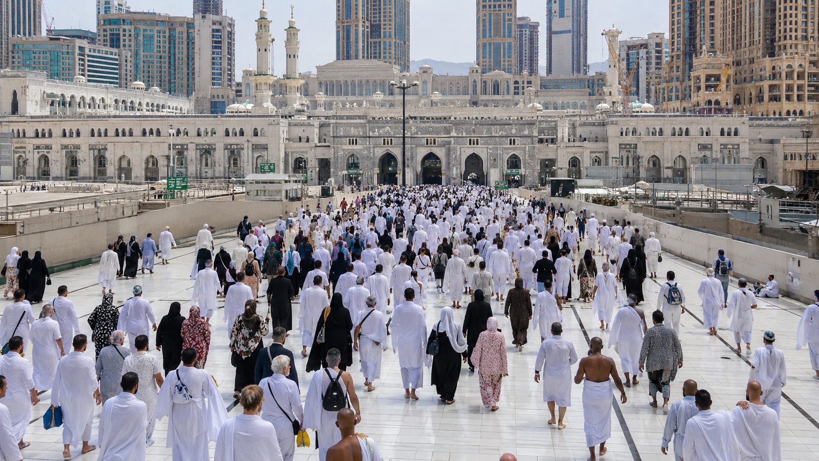 معتمرون يتجهون إلى الحرم