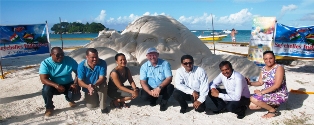 World class sand artist sculpts fascinating attraction on Praslin island in the Seychelles