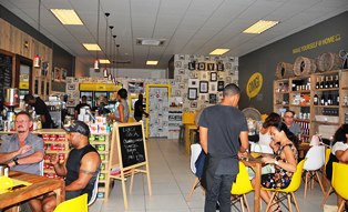 Minister St. Ange and Tourism Board staff visit novel, Seychellois-owned Chatterbox coffee shop on Eden Island