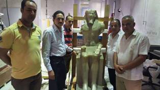 المتحف المصرى الكبير يفحص الملك منكاروع للبدء فى ترميمه