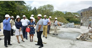 Minister St.Ange conducts visits construction site for the new purpose built Music Stadium of Seychelles