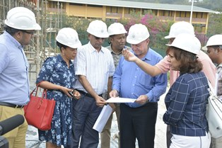 Minister St.Ange conducts visits construction site for the new purpose built Music Stadium of Seychelles