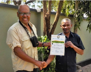Seychelles Flag flies proudly on Mount Kilimanjaro in Tanzania