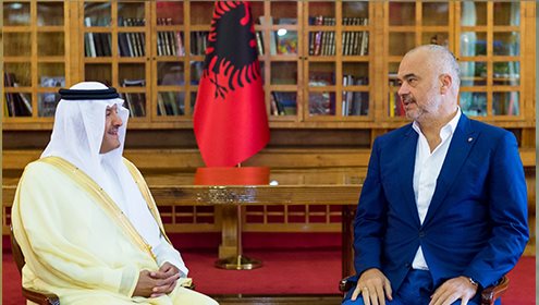Sultan bin Salman  SCTH President meets the Prime Minister of Albania