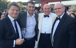 French Olympic Gold Medal winner Denis Gargaud discuss with Indian Ocean tourism personalities from Seychelles and Mauritius