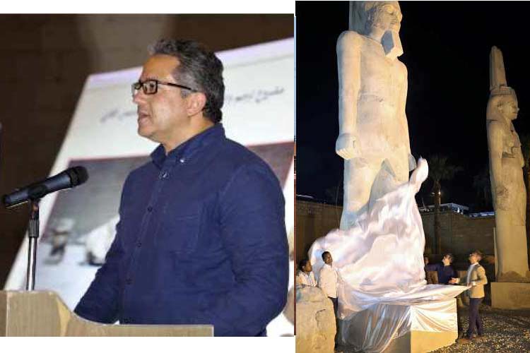 وزير الاثار يرفع الستار عن تمثال رمسيس الثاني بأخميم بعد ترميمه