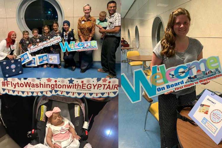بالصور .. مصرللطيران تدشن اولي رحلاتها إلى واشنطن