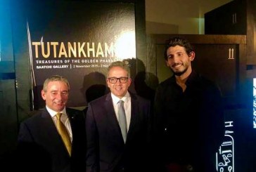 أحمد حجازي لاعب منتخب الكرة المصري يشارك فى افتتاح معرض توت عنخ امون بلندن