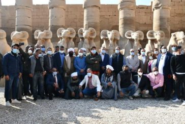  بالصور : العناني يفتتح المرحلة الأولى من مشروع ترميم تماثيل الكباش خلف الصرح الأول بمعابد الكرنك بالأقصر
