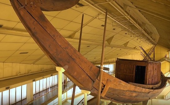 King Khufu's first boat completed its journey from the Pyramids Plateau to the Grand Egyptian Museum